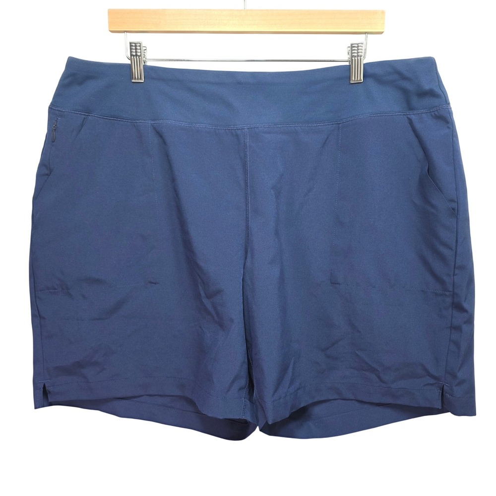 Lands End Shorts Pockets Elastic Waist Womens 1X Navy Blue Activewear Modest